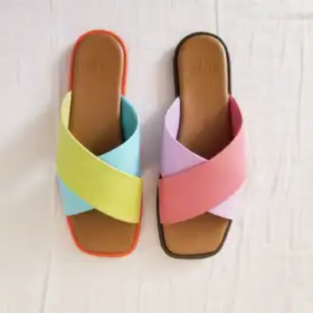 CHARLOTTE STONE Kim Flat Slide Sandals in Nassau Colorway sz 7 EUC - Picture 11 of 11